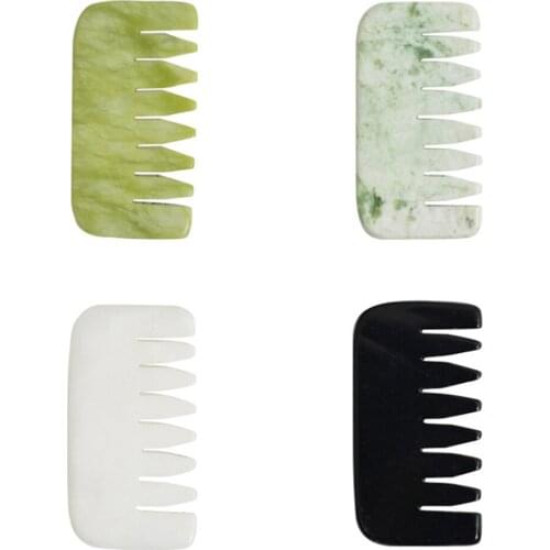 Natural Jade Massage Brush Gua Sha Stone Massage Board Natural Jade Head Scalp Scraping Massager Comb Health Care Tool