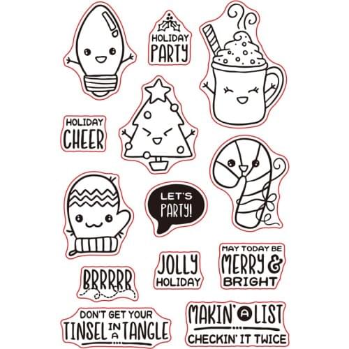 Cute Jolly Cheer Sets Transparent Clear Silicone Stamp for DIY Scrapbooking/Handcraft Photo Album Card Making Decorative Stamp