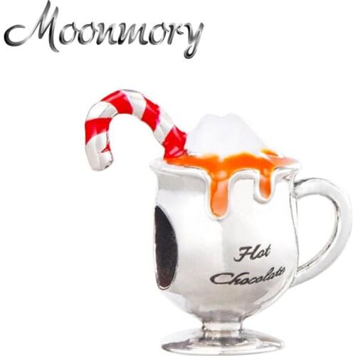 Moonmory 100% 925 Sterling Silver Ice Cream Cup DIY Charm Original Jewelry Hot Chocolate Bead Fit Brand Bracelets Christmas Gift