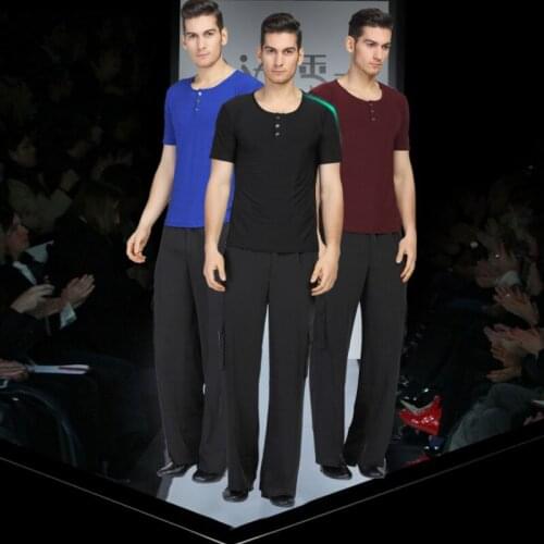Mens Latin Dance Clothing Male Adult Dance Clothes Dancing Square Modern Costumes Performing with Short Sleeves B-4248