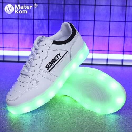 Size 35-44 Adult Led Light Up Shoes Mens Anti-slippery Casual Glowing Sneakers Womens Wear-resistant Damping Luminous Sneakers