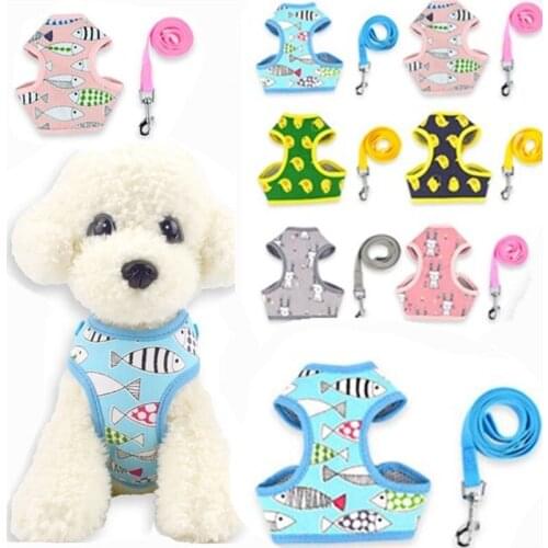 Soft Cotton Cloth Walk Out Dog Harness Vest Collar Hand Strap Safety Chihuahua Puppy Lead Dog Leash Harness Set Dogs Supplies