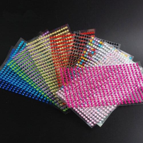 Scrapbook sticker 4mm 437pcs/set Self-adhesive Acrylic Rhinestones Sticker Mobile Diamond for wall decoration drill stickers