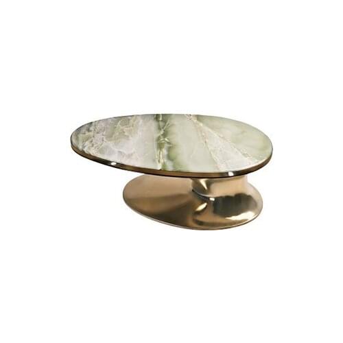 Creative Design Oval tea table blue-gold marble side table art decoration special shaped end table
