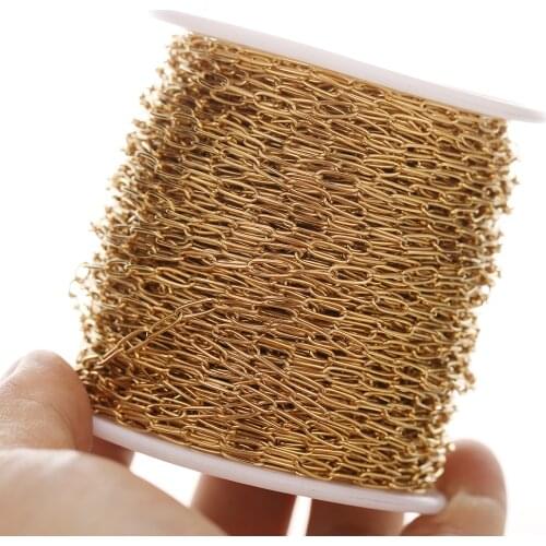 2 Meters Gold Stainless Steel Oval Cross Chains In Bulk for DIY Jewelry Making Necklace Bracelet Anklets Findings Components