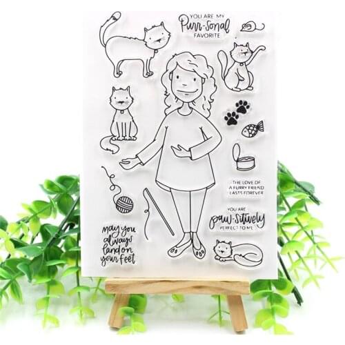KSCRAFT Pet Cat Transparent Clear Silicone Stamps for DIY Scrapbooking/Card Making/Kids Christmas Fun Decoration Supplies 587