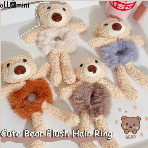 Cute Plush Bear Hair Rope Fashion Women Hair Scrunchies Girls Elastic Hair Band Hair Ring Ponytail Holder Hair Accessories