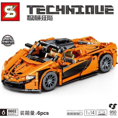 SY8602 Creative Orange Super Racing Sports Car Model Boy Building Block Toy Famous Car Vehicle Birthday Holiday Gifts for Boys