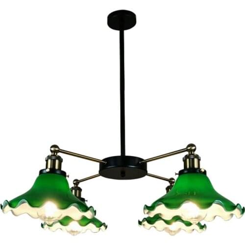 Vintage green lotus glass pendant lights Nordic restaurant bar living room bank decorated white lamps hanging lights lighting