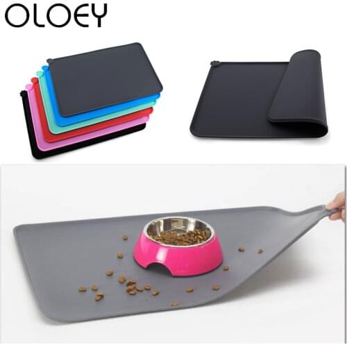 Pet Dog Cat Waterproof Mat Solid Color For Food Water Spilling Silicone Pad Feeding Placemat Easy Washing Pet Supplies