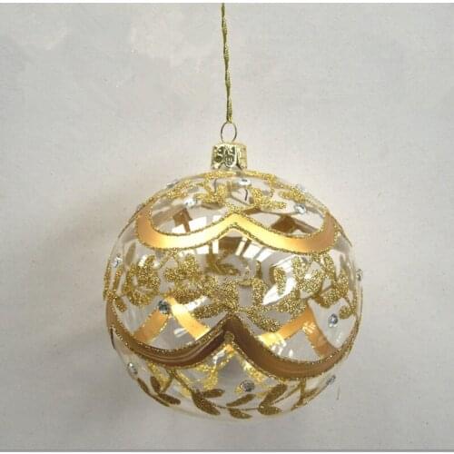 Diameter=20cm Big Size Hand Painting Hanging Glass Globe Silver Gold Drawing Christmas Pendant Festival Decorative Ornaments