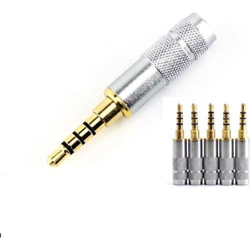 1Pcs 3.5mm gold-plated DIY accessories straight plug stereo headset balanced plug 4 knots 6mm tail diameter welding wire repair