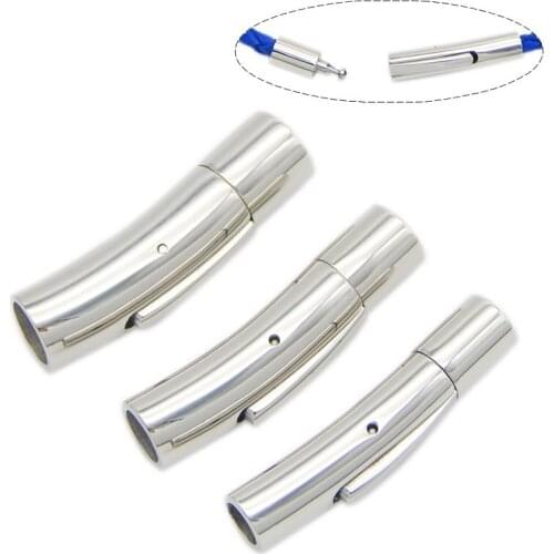 1pc/lot Hole Size 2/3/4/4.5/5/5.5/6mm Stainless Steel Clasp For Round Leather Cord Bracelet Connector Jewelry Making DIY Finding