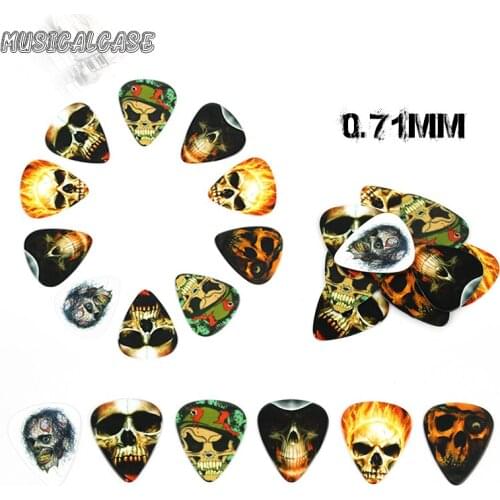 10pcs Skull head Guitar Picks Thickness 0.71mm Celluloid Punk Halloween Personality Pick For Electric Ukulele Bass Accessories