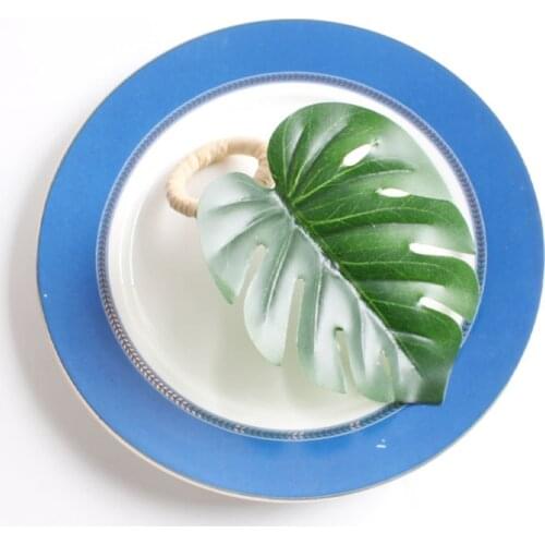 4 / PCS cross border green turtle leaf napkin ring leaf napkin ring natural coconut napkin buckle ornaments