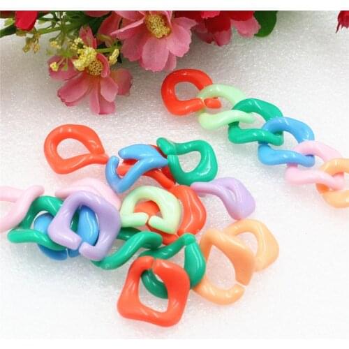 50pcs/lot Mix color Plastic Acrylic Open Link Chain for necklace DIY Jewelry Making Accessories 20mm K01908