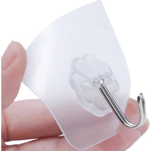 6Pcs Strong Transparent Suction Cup Sucker Wall Hooks Hanger For Kitchen Bathroo Large Area Heavy Strong Hook Sticking