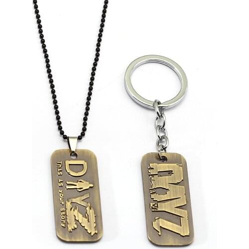 Game DayZ Keychain day z Antique Metal Necklace Beads Chain Alloy Keyring Pendant Key Chain Chaveiro Men Jewelry