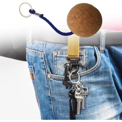 2 pieces of floating buoy keychain fashion, lightweight and portable special wooden keychain cork ball key ring home decoration