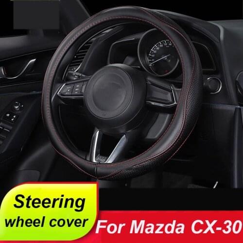 Car Leather Steering Wheel Cover for Mazda CX30 CX-30 2020 2021 Car Modified Interior Protective Cover Car Accessories
