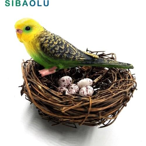 DIY Parrot Bird Nest Egg figurine Simulation Animal model Bonsai home decor miniature fairy garden decoration accessories modern