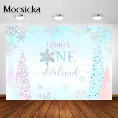 Mocsicka Winter Onederland Party Backdrop Baby 1st Birthday party Decorations Photography Background for Photo Studio Photoshoot