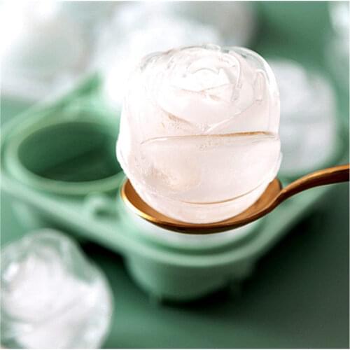 Rose Flower Ice Cube Maker Mold Cocktail Mix Ice Creative Rose Flower 4 With Silicone Ice Tray molde silicona Cocktail Decor U3