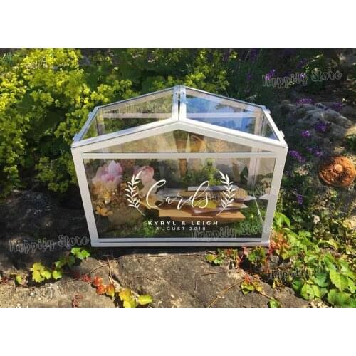 Custom Card Box Vinyl Decal for Wedding Gold Removable Sticker White Vinyl Wall Decals Cards Box Wedding Cards Sign Name P228