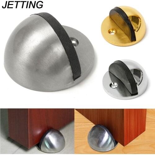 JETTING 1PCS 43mm Stops APS Zinc alloy Satin Chrome Half Moon Door Stopper Wood Door Holder Dia Casting Floor-mounted Door