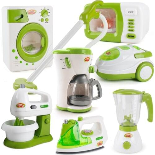 Kitchen Toys Set Red&Green Blender Children Toaster Vacuum Cleaner Cooker Household Appliances Educational Kitchen Toy for Girls