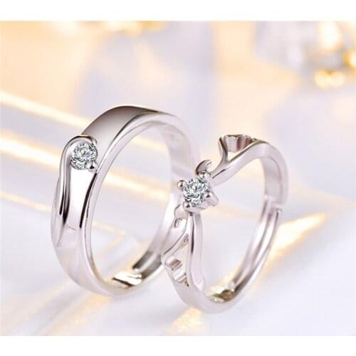 Stainless steel Engagement Ring ,Promise Ring,Round Diamond Ring,Get Married Diamond Ring,Wedding Ring 2pcs/pair