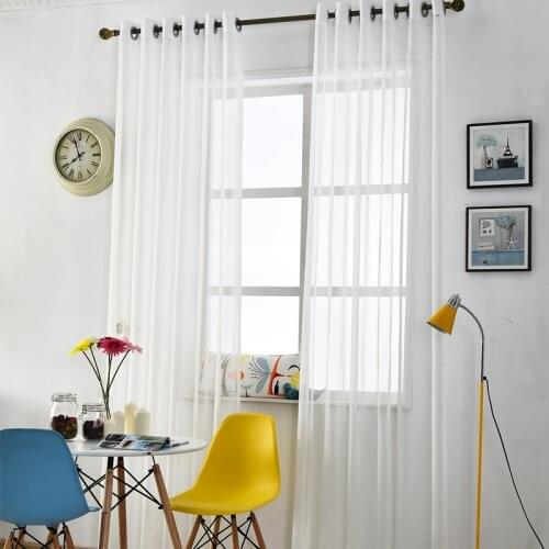 Solid White Sheer Curtains For Living Room Modern Tulle Curtain Dormitory Bedroom Window Treatment Voile Drape Decoration