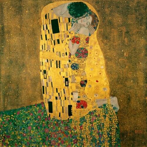 Anniversary Birthday Gift Kiss Artworks By Gustav Klimt Oil Painting Reproduction Modern Canvas Art For Living Room Decor Square