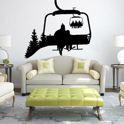 Ski Lift Wall Decal Downhill Skiing Vinyl Wall Stickers Home Decoration Accessories For Living Room Sofa Background Wall Y833