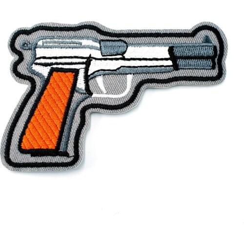 Gun Size:6.0x9.2cm Embroidered Badges Patch Jeans Bag Hat Clothes Apparel Sewing Decoration Applique Bagde Patches Accessories