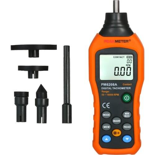PEAKMETER Handheld Digital Auto Tachometer LCD Speed RPM Meter Sensor with Wide Measuring Rang 50~19999rpm