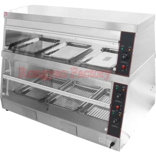 RY-DH-6P Electric food potato warmer stainless steel display showcase with 2 shelves