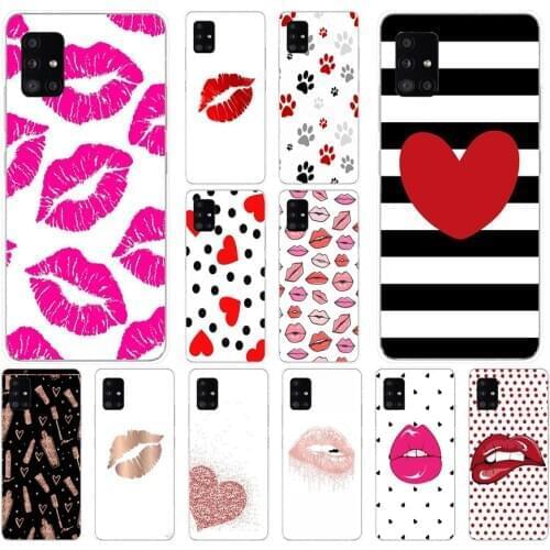 40AS Beautiful red lips Silicone case for Samsung Galaxy A01 A10 A20 A20E A20S A31 A40 A41 A51 A71 2019 cover funda