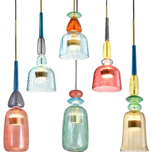 Modern Macaron Glass Pendant Lights Bedroom Living Room Indoor Lighting LOFT LED Pendant Lamp Restaurant Home Deco Light Fixture