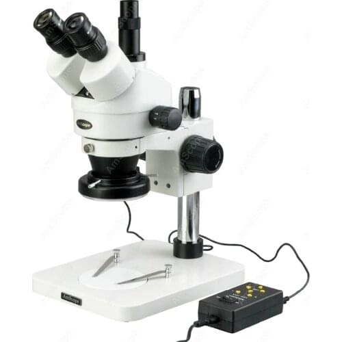 Inspection Zoom Stereo Microscope-AmScope Supplies 7X-90X Trinocular Inspection Zoom Stereo Microscope with 144-LED 4-Zone Light