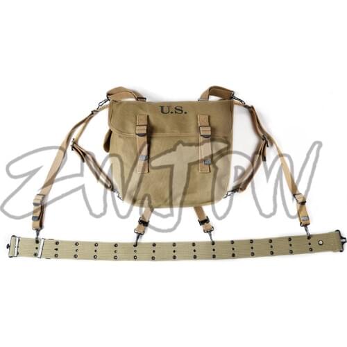 WW2 US ARMY M36 BAG AND US BELT X-STRAPS EQUIPMENT COMBINATION HIGH QUALITY
