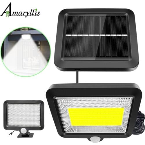 56 LED Solar Light Outdoor Indoor Garden Lights Waterproof PIR Motion Sensor Wall Lamp Separable Solar Lamp With Line