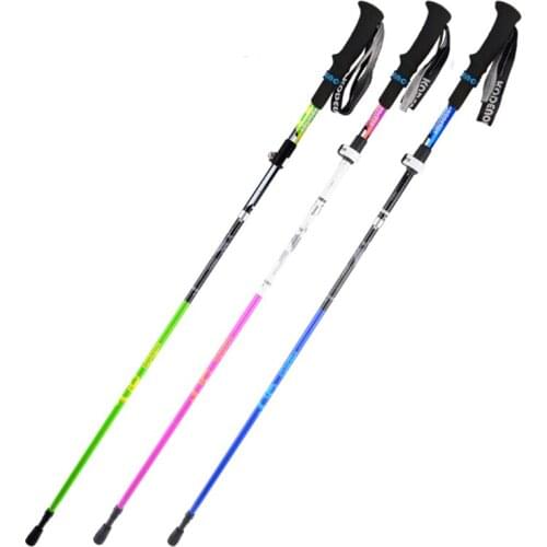 Carbon fiber + aluminum alloy casting trekking pole folding 5-section outdoor ultra-light portable hiking camping walking pole