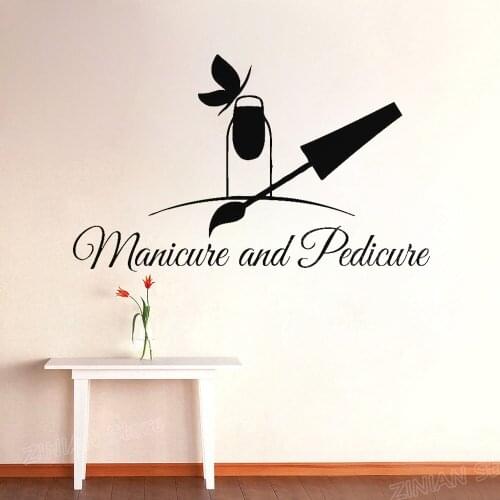 Beauty Nail Salon Vinyl Wall Sticker Art Manicure Wall Decals butterfly hands Nail Shop Wall Window Art Decoration diy Z721