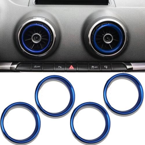 4pcs Air Conditioner Outlet Decoration Inside Ring For Audi A3 S3 Q2L Center Console AC Vent Frame Cover Trim