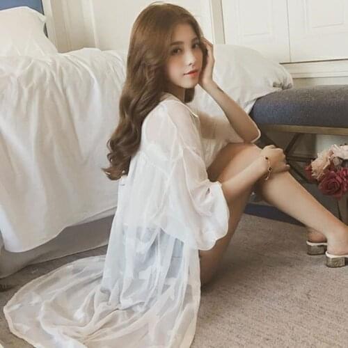 Summer 2021 Women White Sun Protection Clothing Chiffon Loose All-Match Sun-Proof Shirt Thin Cardigan Coat Long Sleeve Tops