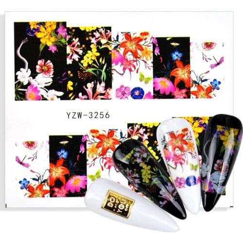 1 Sheet Green Leaves Water Decals Slider For Nails Spring Flower Cherry Blossoms Design Transfer Stickers Nail Art Watermark