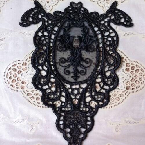 1Piece Black Embroidery Organza Guipure Lace Collar Fabric DIY Accessory Neckline Lace Sewing Accessories Applique