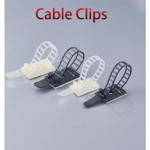 10pcs Cable Clips 18*25 Clamp For Wire Tie Cable Mount Adjustable Cable Tie Fix Holder Clips White Black CL-1 ACT-17