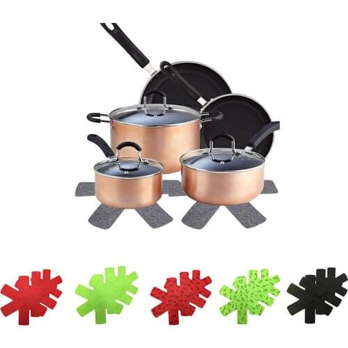 12pcs/set Kitchen Accessories Pan Protector Divider Pad Pot Holder Non Woven Fabric Home Hotel For Stacking Placemat Reusable